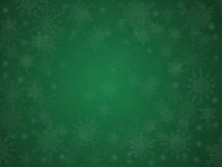 Fototapeta na wymiar Green Banner Snowflakes. Christmas or New Year.