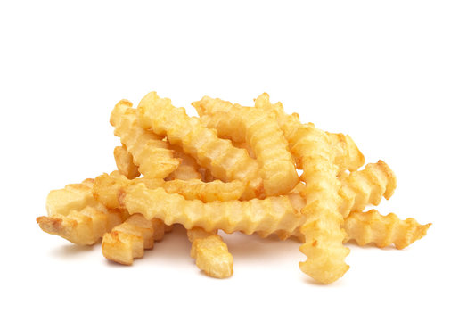 Crinkle Fries Isolated on a White Background