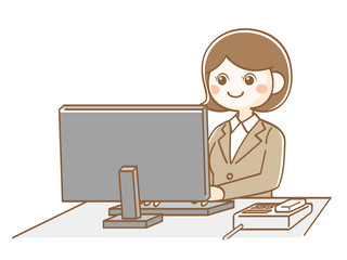 女性　パソコン