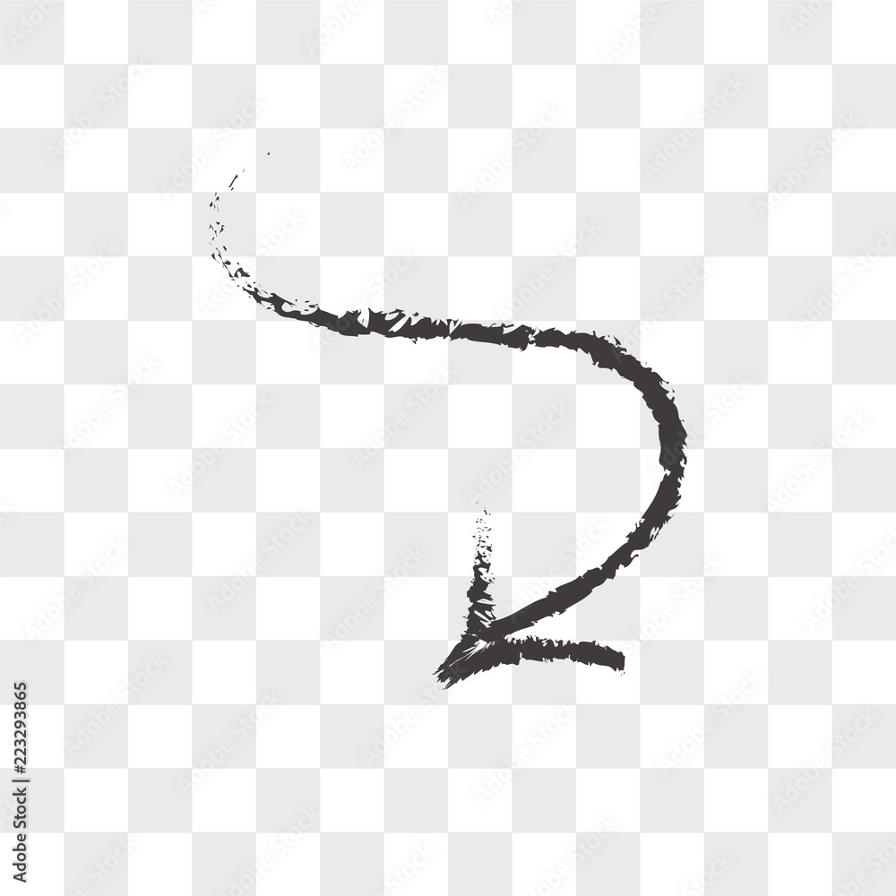 Poster sketched arrow vector icon isolated on transparent background, sketched arrow logo design