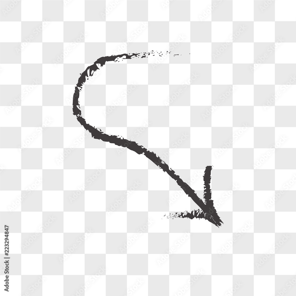 Poster sketched arrow vector icon isolated on transparent background, sketched arrow logo design