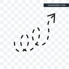 Curly dotted arrow vector icon isolated on transparent background, Curly dotted arrow logo design