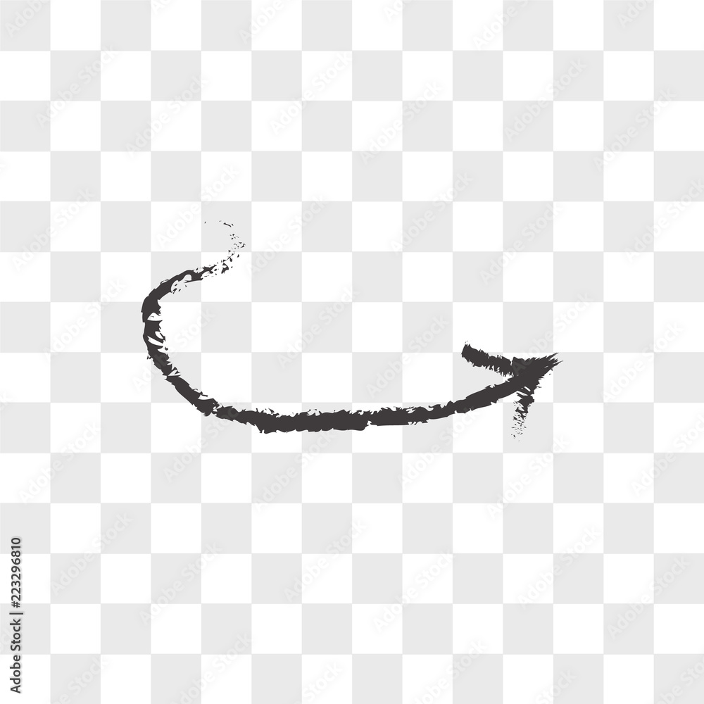 Poster sketched arrow vector icon isolated on transparent background, sketched arrow logo design