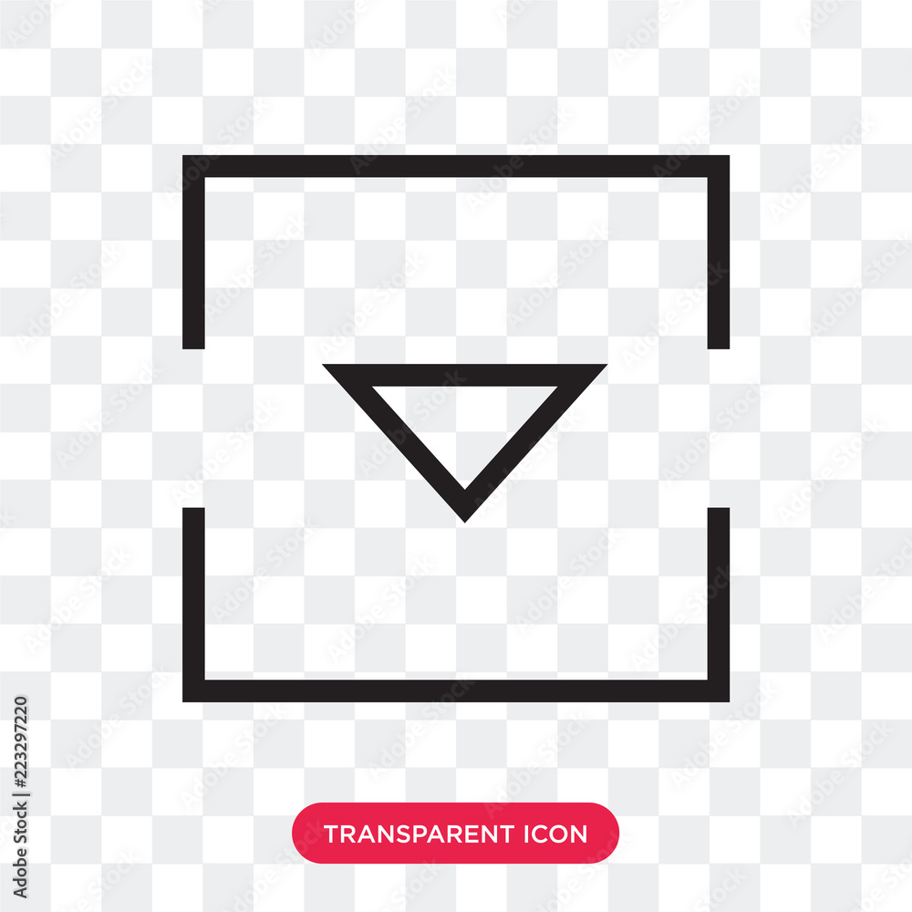 Poster down arrow vector icon isolated on transparent background, down arrow logo design