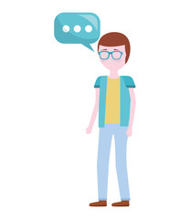 young man with speech bubble avatar character