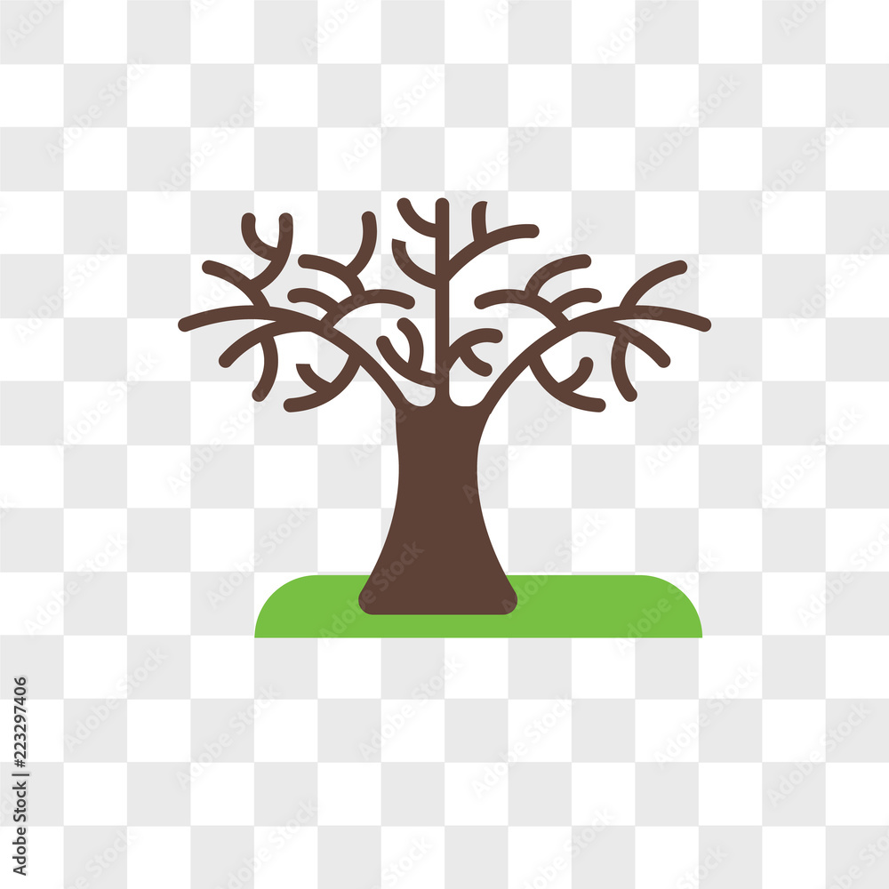 Poster tree vector icon isolated on transparent background, tree logo design