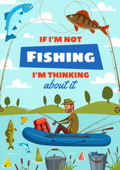 Fisher man with rod fishing in boat © Vector Tradition