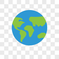 Earth globe vector icon isolated on transparent background, Earth globe logo design