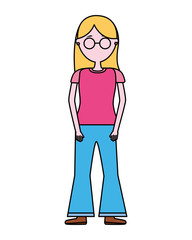 young woman with eyeglasses avatar character