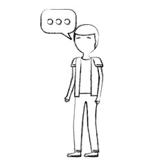 man standing speech bubble conversation