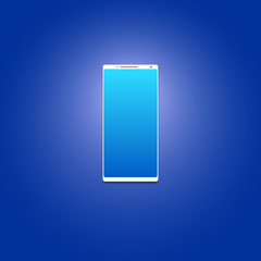 Smartphone without frames big screen on a blue gradient background. Vector EPS