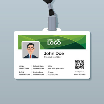 Corporate ID Card Template with Green Curve Background