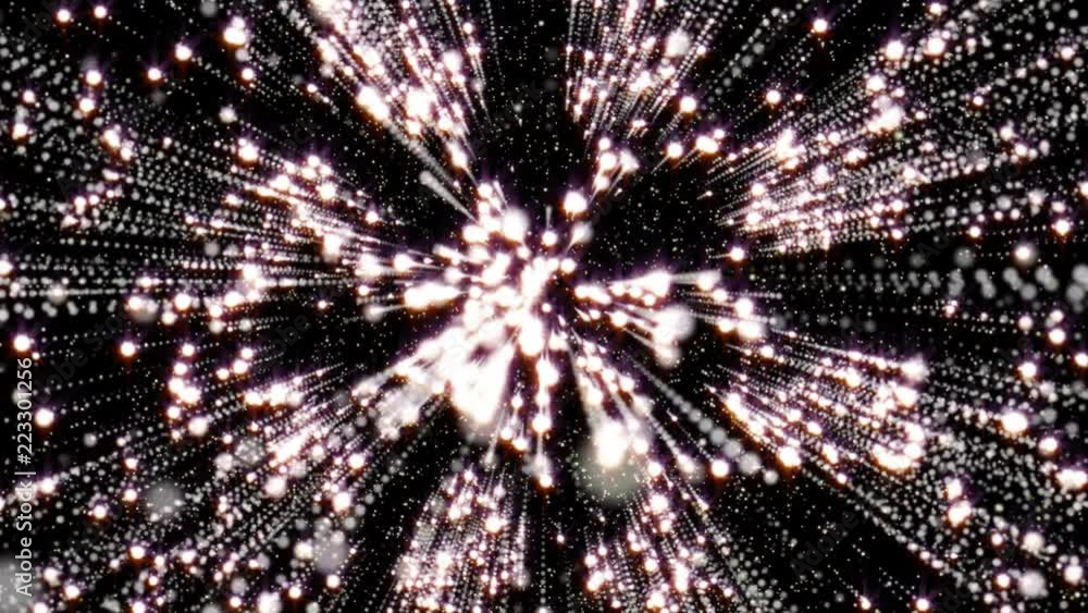 Poster Particle Random Small Sphere Dot Center splatter Tunnel Flowing Motion For Screensaver, Infographic Background