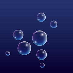 ubble with Hologram Reflection. Set of Realistic Water or Soap Bubbles for Your Design.