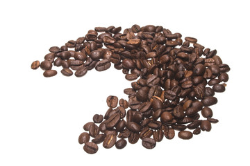 coffee grains isolated on white background