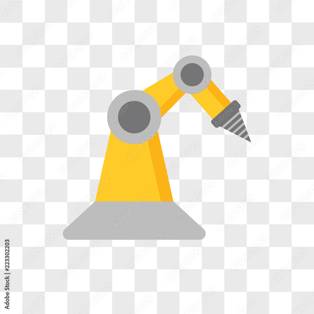 Poster robot arm vector icon isolated on transparent background, robot arm logo design