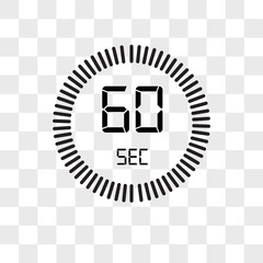 The 60 seconds vector icon isolated on transparent background, The 60 seconds logo design