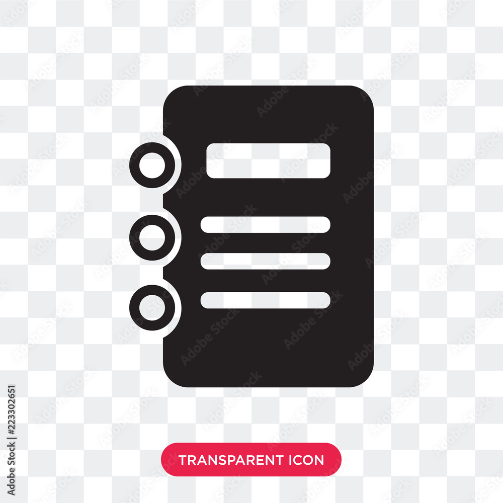 Poster notebook vector icon isolated on transparent background, notebook logo design