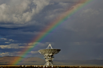 Rainbow and Radio Telescope, Plains of San Agustin, New Mexico 
