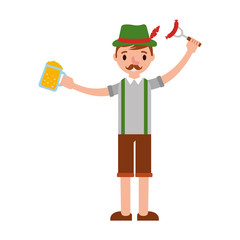 german man with beer and sausage