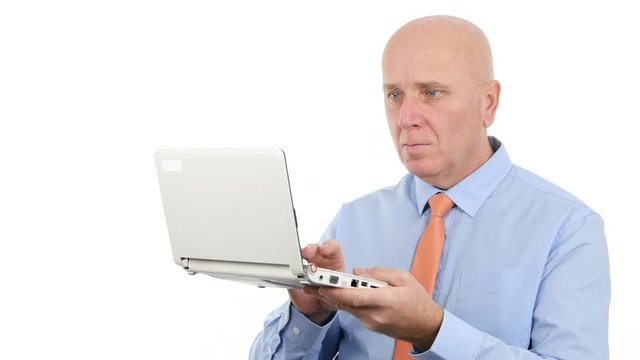 Businessman Image Focused on Laptop Online Financial News
