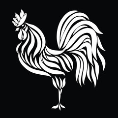 Weathervane in the form of a patterned cock, ornamental, black background