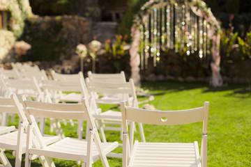 Wedding ceremony seating for guests