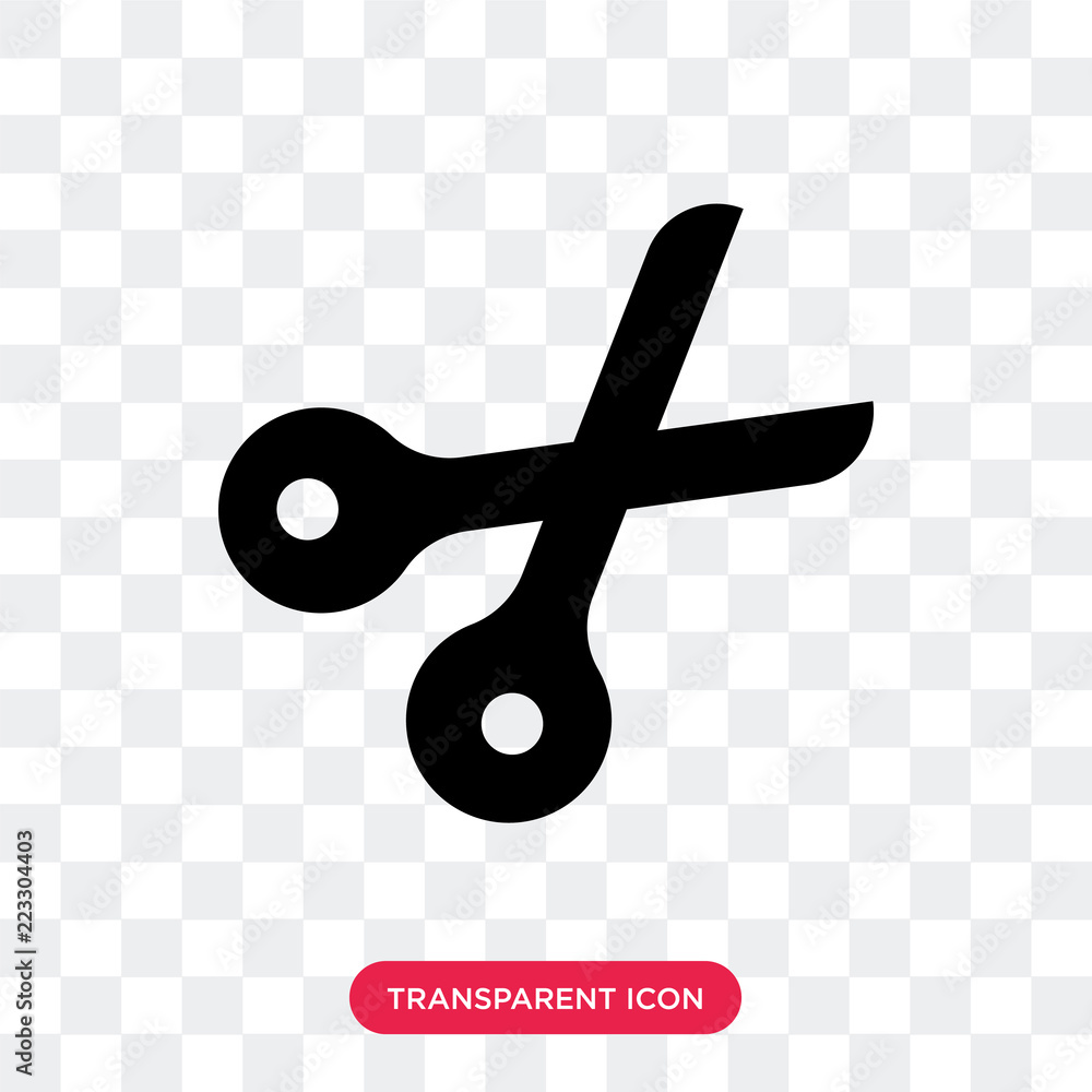 Poster scissors vector icon isolated on transparent background, scissors logo design