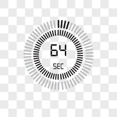 The 64 seconds vector icon isolated on transparent background, The 64 seconds logo design