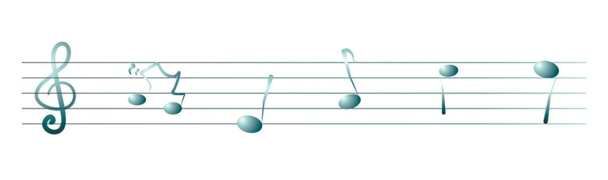 stave and music notes, banner, vector icon	