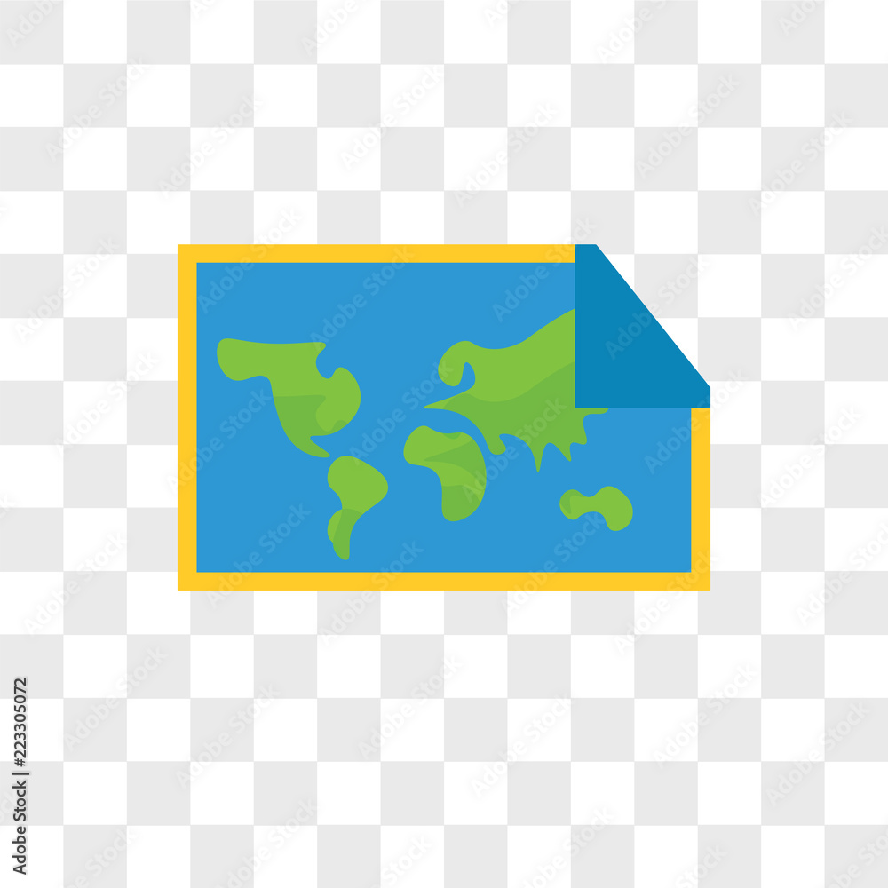 Poster world map vector icon isolated on transparent background, world map logo design