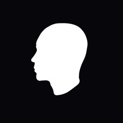 Head of a young bald handsome man, profile, silhouette