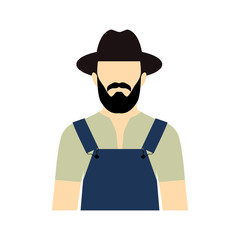 Vector flat icon of worker.  Farmer vector icon. Farmer with bea