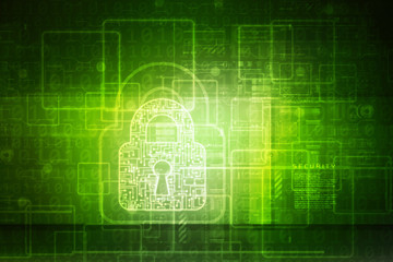 2d illustration Safety concept: Closed Padlock on digital background