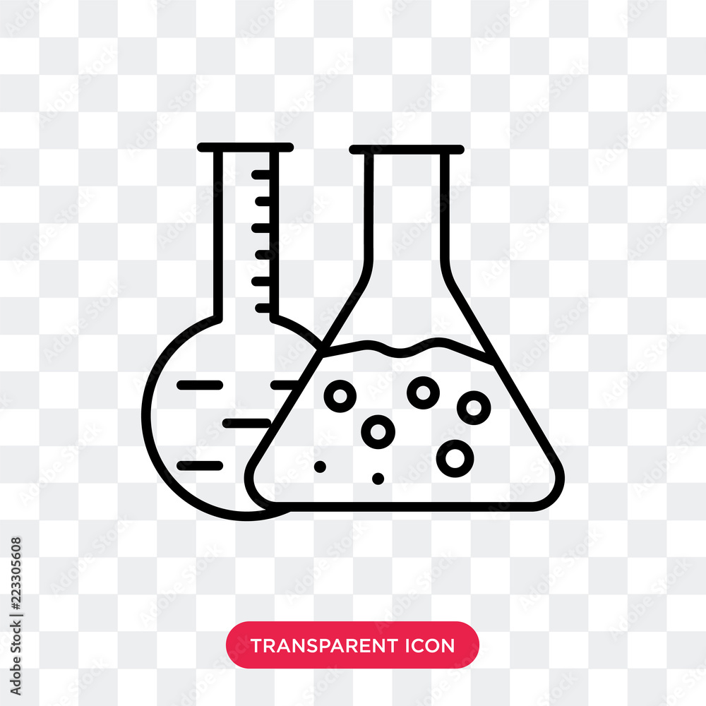 Poster flask vector icon isolated on transparent background, flask logo design