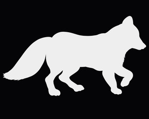 Silhouette of a furry fox on a black background