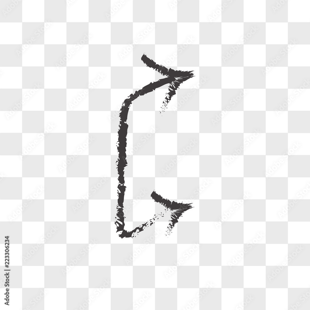 Poster sketched arrow vector icon isolated on transparent background, sketched arrow logo design