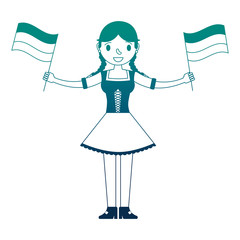 german woman with flags germany isolated icon