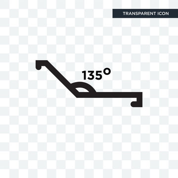 Obtuse angle of 135 degrees vector icon isolated on transparent background, Obtuse angle of 135 degrees logo design