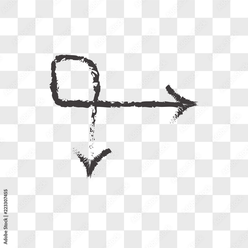 Poster sketched arrow vector icon isolated on transparent background, sketched arrow logo design