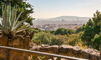 Park Güell in Barcelona on a sunny day
