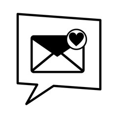 speech bubble with envelope mail and heart
