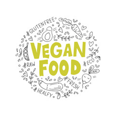 Vegan Food handdrawn lettering typography