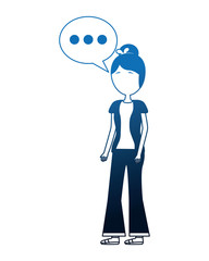young woman with speech bubble avatar character