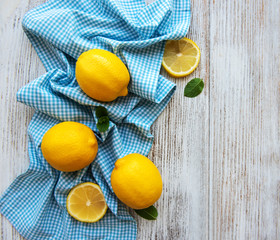 Fresh lemons on a table