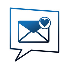 speech bubble with envelope mail and heart