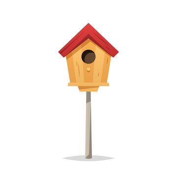 Wooden birdhouse vector isolated illustration