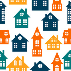 Houses. Silhouette. City. For your design. Simple flat style.