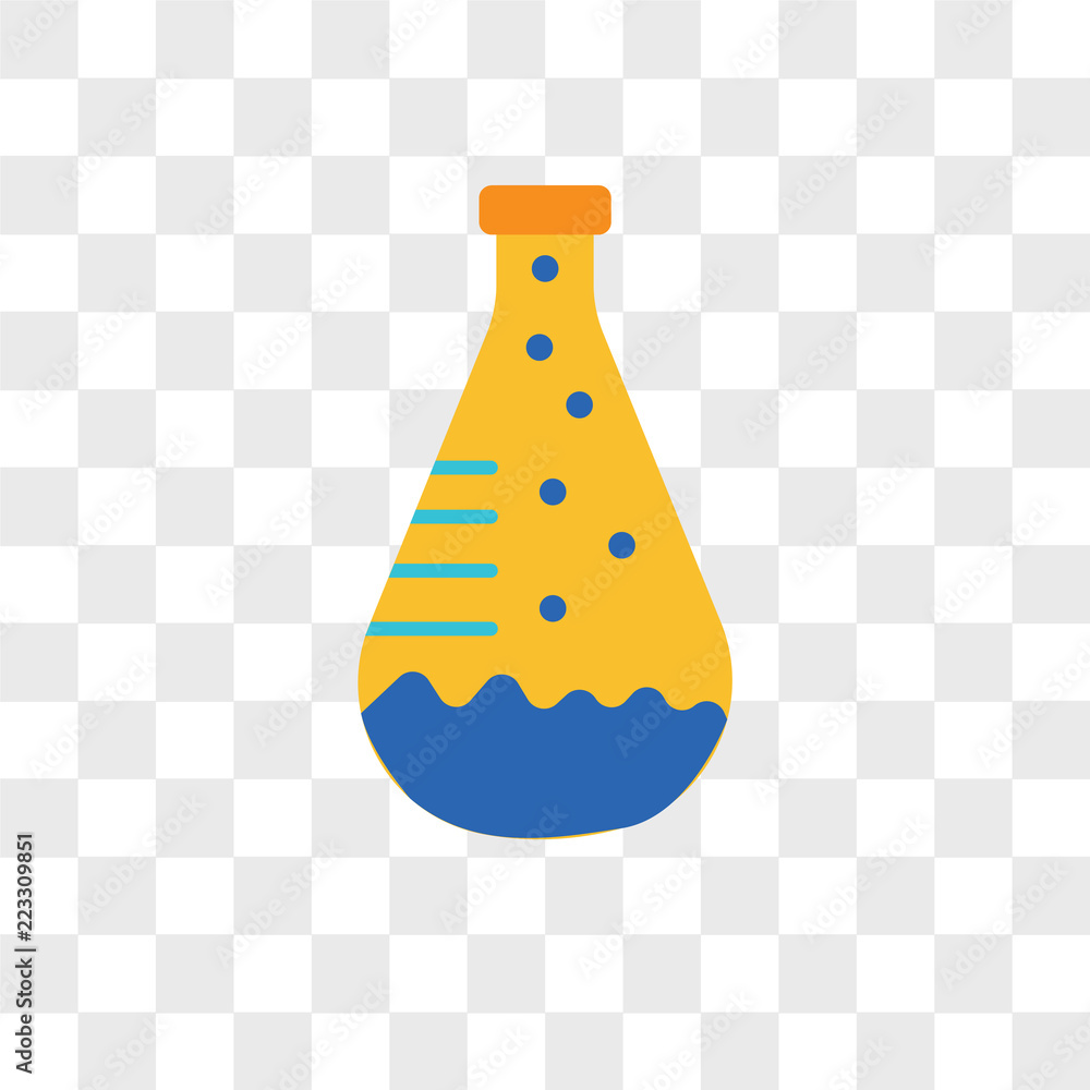 Poster flask vector icon isolated on transparent background, flask logo design