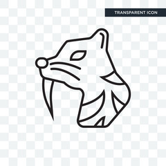Saber toothed tiger vector icon isolated on transparent background, Saber toothed tiger logo design